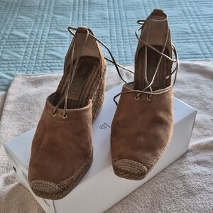 Jimmy Choo Tan Suede Espadrille Wedges